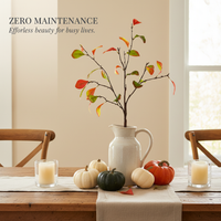 Artificial Persimmon Leaf Branch for Autumn Decor