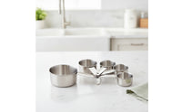 5 Pieces Space-Saving Measuring Cup Set with Connector Loop Connector Easy to Clean Stainless Steel Measuring Cups Accurate Utensils Heavy Duty for Kitchen