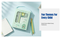 School Essentials Stationery Set, Cartoon Student Gift, Study Supplies, Portable Box, Assorted Colors, Motivational Quotes
