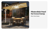 Double-Headed Cantilever Umbrella Protection Double Head Garden Umbrella Aluminum Alloy Frame Twin Canopy Solar Lighted Parasol for Homeowners, Deck