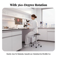 Height Adjustable Anti-Static Rolling Stool 360-Degree Swivel Laboratory Chair Easy to Clean Commercial Furniture Wear-Resistant for Factory Workers, Medical Personnel, Cleanroom, Laboratoryoratory Oratory, Hospital, Industrial Environment