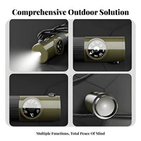 Sealed Storage Compartment 7-in-1 Survival Whistle High Loudness Survival Whistle with Compass and LED Sturdy ABS Construction for Camping