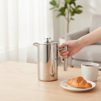 Stainless Steel French Press Easy to Clean French Press Coffee Maker Polished Cafetiere Rustproof for Home Baristas, Kitchen, Office