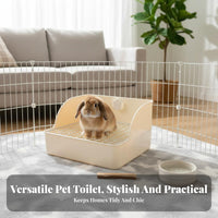 Lagomorph Litter Pan with Grate Easy to Clean Square Small Pet Potty Urine Resistant Pet Toilet Secure Enclosure Attachment