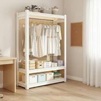 Large Capacity Metal Clothes Rack with Shelves Dust-Proof Curtain Accessible Wardrobe Rack Freestanding Closet System for Bedroom, Small Apartment, Entryway
