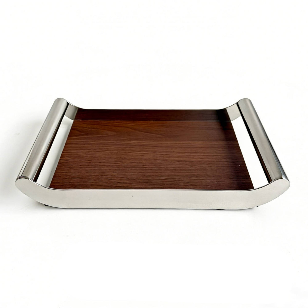 Wood Tray with Metal Handles Wooden Serving Tray with Handles Decorative Rectangular Serving Platter for Hosts