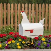 Post-Mount Mailbox Decorative Mailbox with Flag Farmhouse for Homeowners, Driveway, Garden