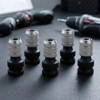 5 Pieces Knurled Telescopic Spring Sleeve Adapter Metal Impact Wrench Adapter Head Long-Lasting Power Tool Accessory High Strength