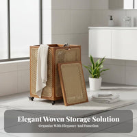 Wheeled Rattandesign Hamper Breathable Laundry Accessory Multifunctional