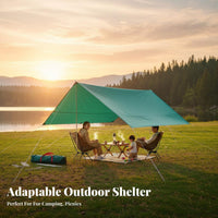 Black Glue Coating Octagonal Camping Tarp Waterproof Sun Shade Sunlight Protection Portable Awning Large Coverage Area for Campers, Families, Picnics, Backyard, Hiking, Road Trips