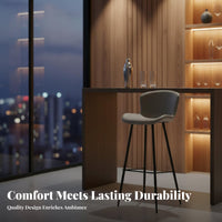 Light Luxury Metal Leg High Stool Comfortable Padded Seat Upholstered Counter Height Stool Anti-Slip Foot Pads Upholstered Kitchen Island Chair Sturdy Construction for Cafe Owners, Homeowners, Couples