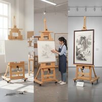 Crank Easel Sturdy Wooden Easel with Wheels Mobile for Artists
