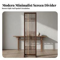 Chinese Lattice Screen Solid Wood Frame Japanese Design Partition Hollow-out Design Freestanding Room Separator for Families, Students, Bedroom