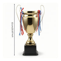 Trophy Cup Metal Trophy Cup with Ribbon Classic Polished for Winners, Sports Tournaments, Competitions