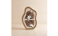 Gold-Toned Crystal-Ceramic Picture Textured Picture with Wood Backboard Layered Plaque Neutral for Bedroom