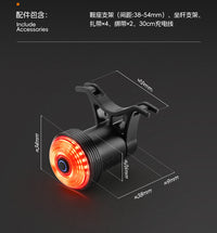 洛克兄弟山地公路自行车夜骑尾灯刹车感应儿童照明灯骑行装备配件