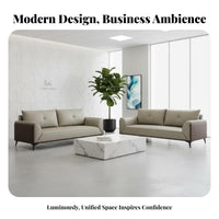Authentic Leather Box-Frame Sofa Modern Design business-grade Furnishing Minimalist & aesthetics Office Seating Soft Upholstery for managements, Business Owners, Apartment Dwellers, Reception Area, management office, Lobby