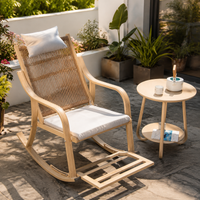 Champagne-colored Aluminum Alloy Rocking Chair, Outdoor Relax Chair, Garden Furniture for Balcony, with Side Table Set