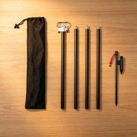Telescopic Camping Lantern Stand Detachable Lamp Pole with Ground Stake Compact Light Pole with Double Hook Sturdy for Backyard