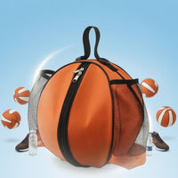 Zippered Single-Shoulder Basketball Bag Round Basketball Bag Soft Structured Mesh Ball Carrier Top Loop