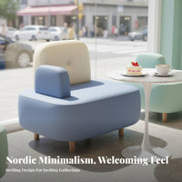 Curved Backrest Upholstered Bench and Chair Dining Set Modern Design Padded Multi-Person Bench Sturdy Construction Commercial Furniture Easy to Clean for Restaurant Owners, Interior Designers, Guests, Dessert Shop, Reception Area, Office, Kitchen