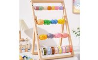 Wooden Ribbon Rack Solid Wood Construction Wooden Ribbon Organizer Multi-Functional Yarn Storage Display for DIY Enthusiasts, Crafters, Art Studio