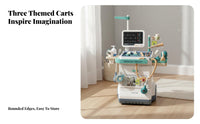 Realistic Details Simulation Toy Trolley Set Rich Accessories Kids Role Play Cart Movable Wheels Themed Toy Push Cart Safe Materials for Children, Preschoolers, Toddlers, Preschool, Playroom, Daycare, Home