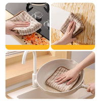 Striped Microfibre Cloth Set of 3, Reinforced Cleaning Cloths for Dishes and Countertops, High Absorbent Dish Towel with Stitched Edges, 25x25cm