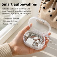 Transparent PVC Cable Organizer with Hook, Carry-On Cable Bag for On-the-Go, Tech Accessory Bag 6.5x3.6x10.5cm, Small Cable Storage
