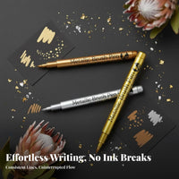 Waterproof Ink Shimmering Brush Marker Fade Resistant Double-sidedEnded Shimmering Writers High Coverage Paint Pen Multi-Surface Use for Artists, Students, Crafting