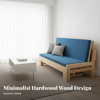 Foldable Design Wooden Frame Pull-expandable Sleeper 2-in-1 Function transformable Loveseat Bed Space-Saving Living Room Furniture Sturdy Construction for Apartment Dwellers, Students, Hosts, Small Spaces, Balcony, Studio