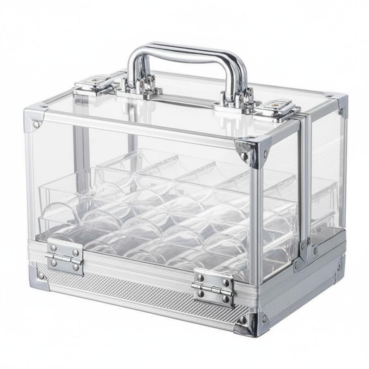 600 Pieces Mahjong Case Organized Compartments Aluminum Mahjong Case Sturdy Transparent Game Piece Holder