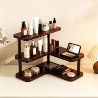 Wooden L-Shaped Corner Multi-Layer Desk Organizer Shelf