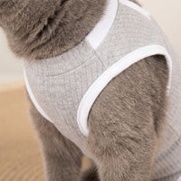 Post Surgery Cat Suit with Tie Straps, Sleeveless Cat Recovery Suit for After Surgery, Adjustable Spay and Neuter Recovery Suit, Anti Licking Vest