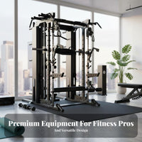 Comprehensive Linear Bearing Press Machine Heavy Duty Cable Versatile Pulley System Machine with a Guided Barbell System Press Full Body Workout
