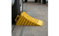 Yellow Wheel Chock Molded Plastic Wheel Stop High Visibility Tire Chock Sturdy for Truck Drivers, Bus Operators, Parking, Loading Area