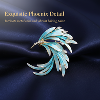 Chinese Style Phoenix Brooch Cheongsam Dress Accessory Elegant Feather Pin