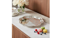 Elegant Design Beaded Tray Mirror-Like Surface Silver Serving Tray Reusable Decorative Fruit Platter Long-Lasting