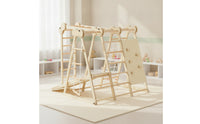 Wooden Climbing Frame with Swing Wood Indoor Jungle Gym Freestanding Indoor Playground with Slide for Kids, Young Children, Playroom