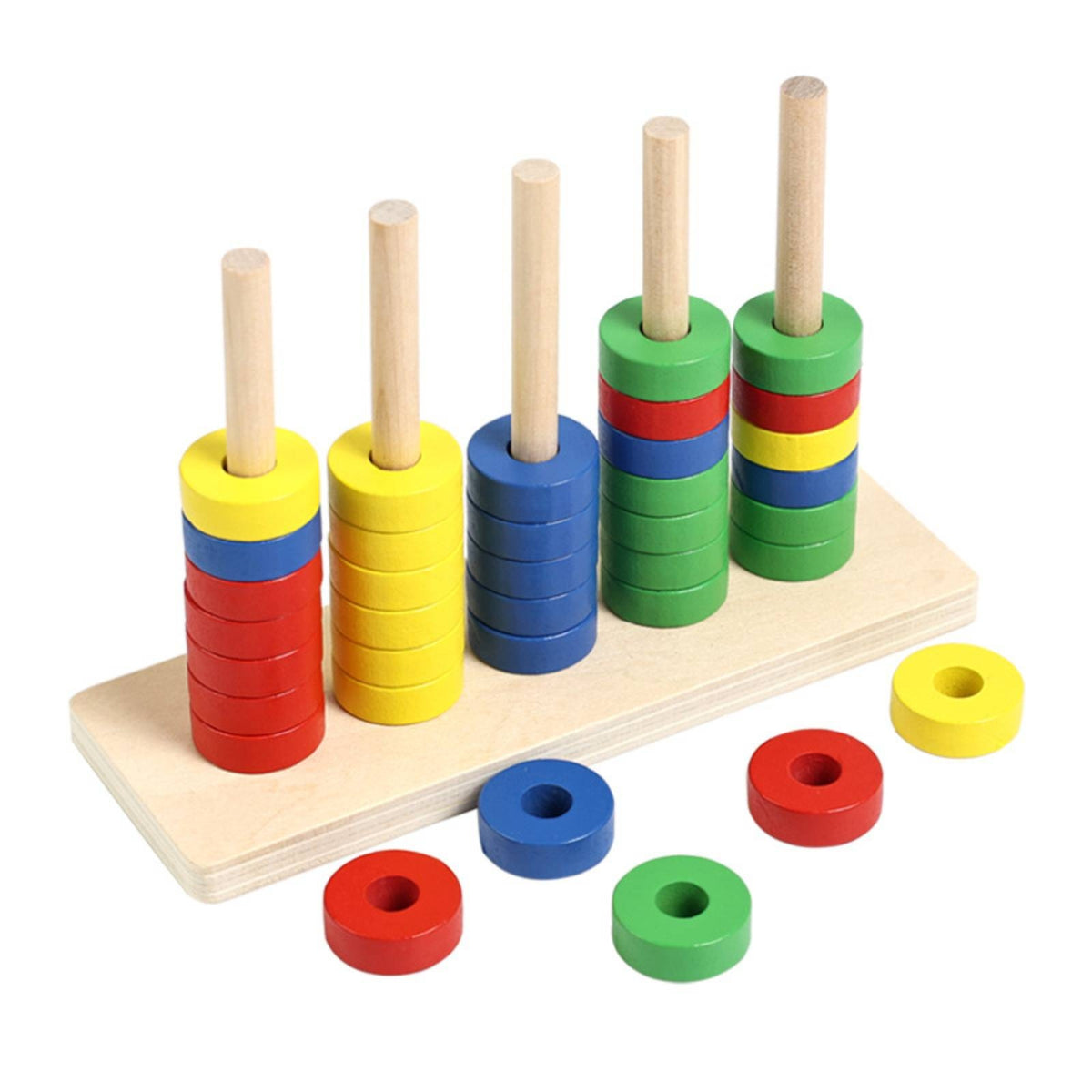 4-Color Stacking Rings Game Reasoning Thinking Color Sorting Stacking Toy Focus Training Child-Centered Sorting Toy for Children 3-6 Years, Preschool