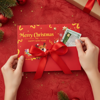Christmas Santa Claus DIY Foldable Red Envelopes for Money Gift Cards