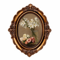 Gold Oval Picture Frame Antique Ornate Picture Frame Embossed Carved Look for Home Decorators, Art Collectors, Living Room, Bedroom, Entryway