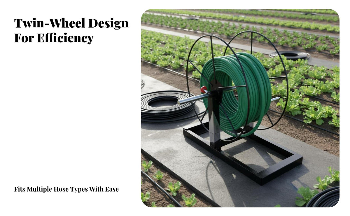 Easy Winding Hand Crank Hose Reel Multi-Purpose Irrigation Hose Winder Detachable Design Agricultural Equipment Space Saving for Firefighters, Maintenance Personnel, Farm, Yard, Patio, Workshop