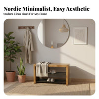 Nordic Design Entryway Shoe Changing Stool Seat and Storage Combo Bench Long-Lasting & Sturdy Household Furniture High Load Capacity for Families, Homeowners, Children, Hallway, Mudroom, Bedroom, Living Room