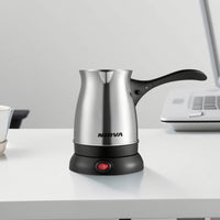 Stainless Steel Electric Coffee Pot Compact Electric Turkish Coffee Maker Portable Milk Heater Heat-Resistant for Students, Travelers, Small Kitchen, Office, Dorm Room