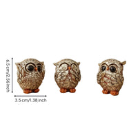 3 Pieces Three Owl Ornaments Gift Idea Resin Owl Statue Artisanal Appearance Table Ornament for Desktop, Shelf