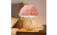 Decorative Rose Lamp with Crystal Beads Floral Rose Lamp Romantic Ambient for Girls, Teens, Bedroom, Nightstand, Vanity