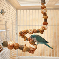 Natural Parrot Corn Cob Pineapple Chew Toy Climbing Perch Stand for Small Birds Cage Accessories