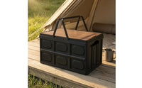 Wood-Grain Top Foldable Trunk Box Carrying Handle Car Boot Organizer