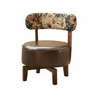 Retro Aesthetic Ergonomic Leisure Seat Solid Wood Base Low-Back Swivel Chair Supportive Backrest Household Furniture Comfortable Seating for Home Decorators, Homeowners, Bedroom, Balcony, Living Room, Reading Corner